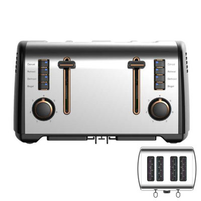 Anbolife XXL 4 tranches grille-pain logo électrique grille-pain portable de commerce pain en acier inoxydable grille-pain avec 7 réglages de teinte