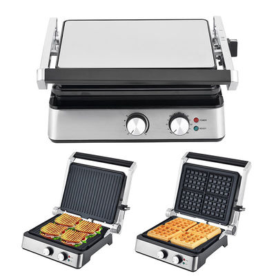 Grille électrique à 4 tranches avec plaques amovibles fabricant de gaufres Sandwich Panini Press Grille à contact 2200W plaques interchangeables
