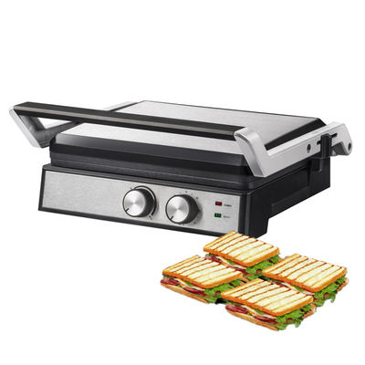 Grille électrique à 4 tranches avec plaques amovibles fabricant de gaufres Sandwich Panini Press Grille à contact 2200W plaques interchangeables