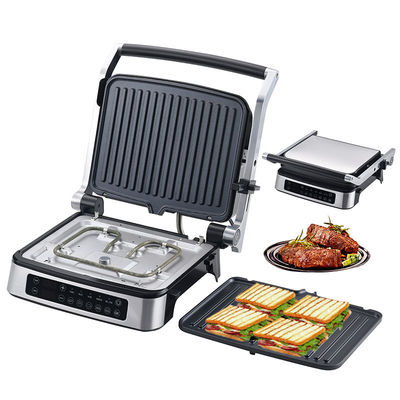 Plaque détachable BBQ Panini Grill Grill sans fumée Grill intérieur écran tactile LED Grill à contact numérique