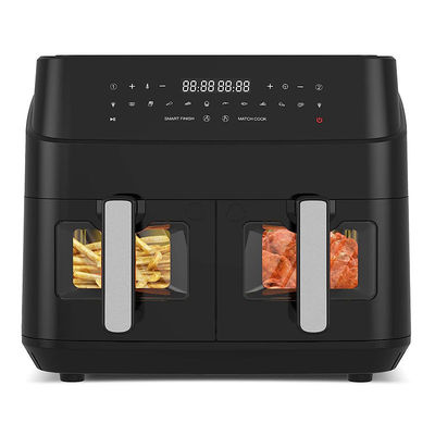Friteuse à air double panier 9L avec fenêtre de verre 2600W Friteuse à air double zone numérique intelligente