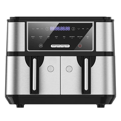Friteuse à air double panier 9L avec fenêtre de verre 2600W Friteuse à air double zone numérique intelligente