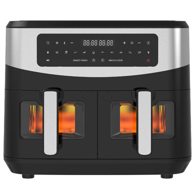 Friteuse à air double zone sans huile 9L grande pour la famille avec 2 tiroirs 10 préréglages 2400W faible teneur en matières grasses