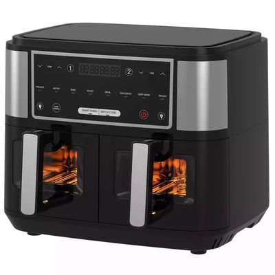 Friture à air double 2400W intelligente avec fenêtre transparente visible 9L technologie numérique à deux zones