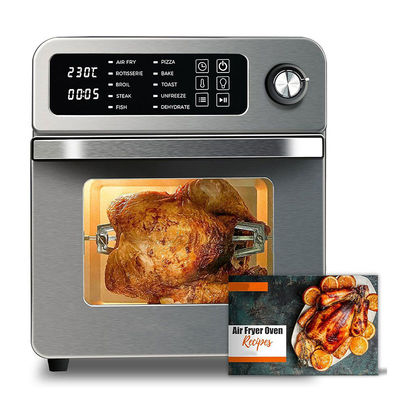 Friture à air électrique de 15 litres avec rotisserie pour la famille 10 en 1 Friture à air en acier inoxydable Grille à griller