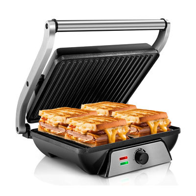 Grill électrique Panini à barbecue à 4 tranches avec réglage de la température et de l'heure
