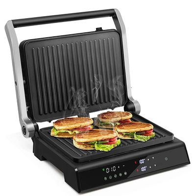 Grill électrique Panini à barbecue à 4 tranches avec réglage de la température et de l'heure