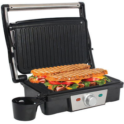 Appuie sur le bouton de contact Grill de presse électrique 2 tranches Mini Panini Auto avec une surface ultra antiadhésive