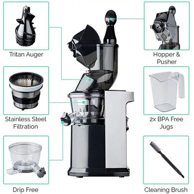 Juicer à citrons à grande bouche lent 9 en 1 mélangeur de jus frais
