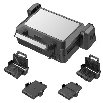 Grille à contact amovible de 1200W 3 plaques 105 180 degrés température ouverte régler le bouton électrique PTFE antiadhésif pour le barbecue domestique
