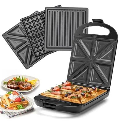 Fabricant de gaufres à 2 tranches avec sandwich et crêpe détachable