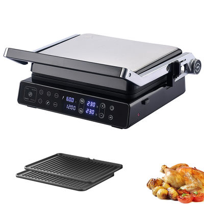2000W affichage numérique Plateforme électrique de cuisson fraîche Touche à la poignée sûre avec plateau à goutte à goutte pour la collecte d'huile Grilles et grillons électriques