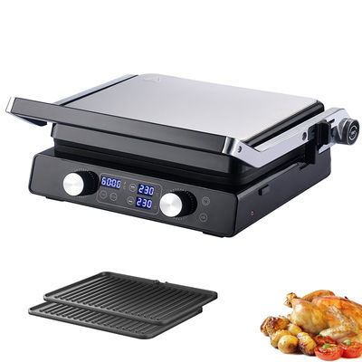 2000W affichage numérique Plateforme électrique de cuisson fraîche Touche à la poignée sûre avec plateau à goutte à goutte pour la collecte d'huile Grilles et grillons électriques