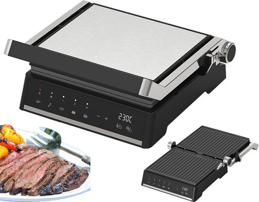 2000W affichage numérique Plateforme électrique de cuisson fraîche Touche à la poignée sûre avec plateau à goutte à goutte pour la collecte d'huile Grilles et grillons électriques