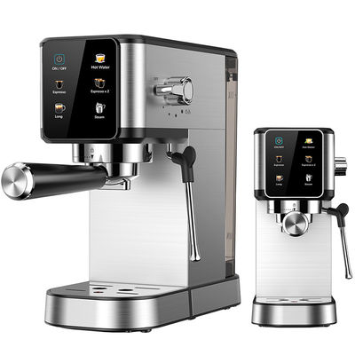 Machine à café à expresso en argent avec mousseuse manuelle pour le lait pour le latte cappuccino intégrée au broyeur