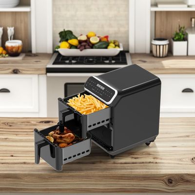 Dual Stack 12 Pré-réglages de couleur 6+6l Friteuse à air électrique numérique Sync Fonction de cuisson double avec option de type de four à fenêtre visible