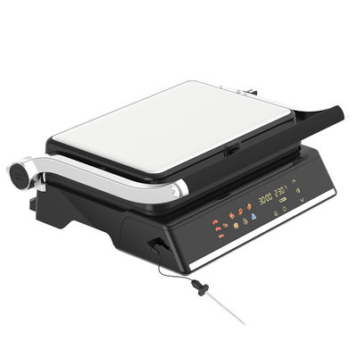 Grill électrique à contact numérique Grill sans fumée Appareil de cuisine domestique amovible 6 tranches Panini Maker avec détection de sonde