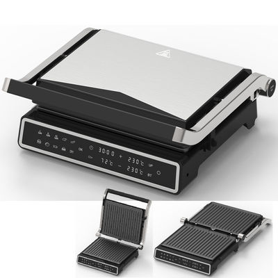 Grill électrique à contact numérique Grill sans fumée Appareil de cuisine domestique amovible 6 tranches Panini Maker avec détection de sonde