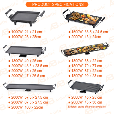 Anbolife 1800W Plancha Électrique Teppanyaki avec Surface Antiadhésive