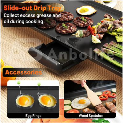 Anbolife 1800W Plancha Électrique Teppanyaki avec Surface Antiadhésive