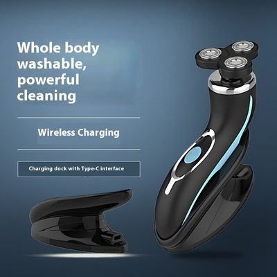 Rasoir électrique portable pour homme avec lame en acier inoxydable et manche en plastique pour le visage
