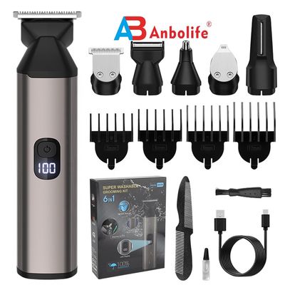 Tondeuse à cheveux électrique multifonction 6 en 1 avec étanchéité IPX7 et 1,5h de temps de charge pour le toilettage masculin