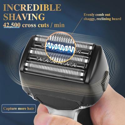 Un rasoir électrique pour homme avec une lame flottante et un design transparent pour un rasage en douceur