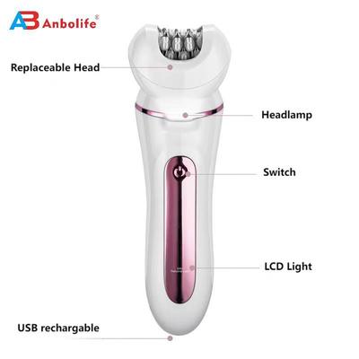 Épilateur 5 en 1 étanche IPX6 avec batterie 600mAh pour le visage et le corps