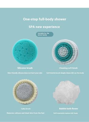 Brosse de bain électrique rechargeable entièrement automatique avec manche long et épurateur de massage corporel en silicone