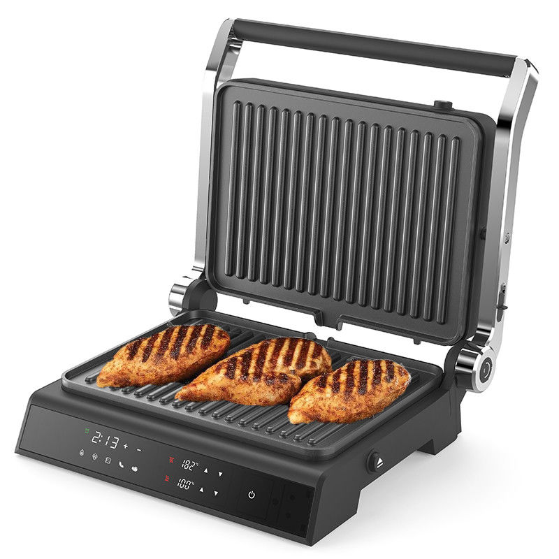 Plaque détachable BBQ Panini Grill Grill sans fumée Grill intérieur écran tactile LED Grill à contact numérique