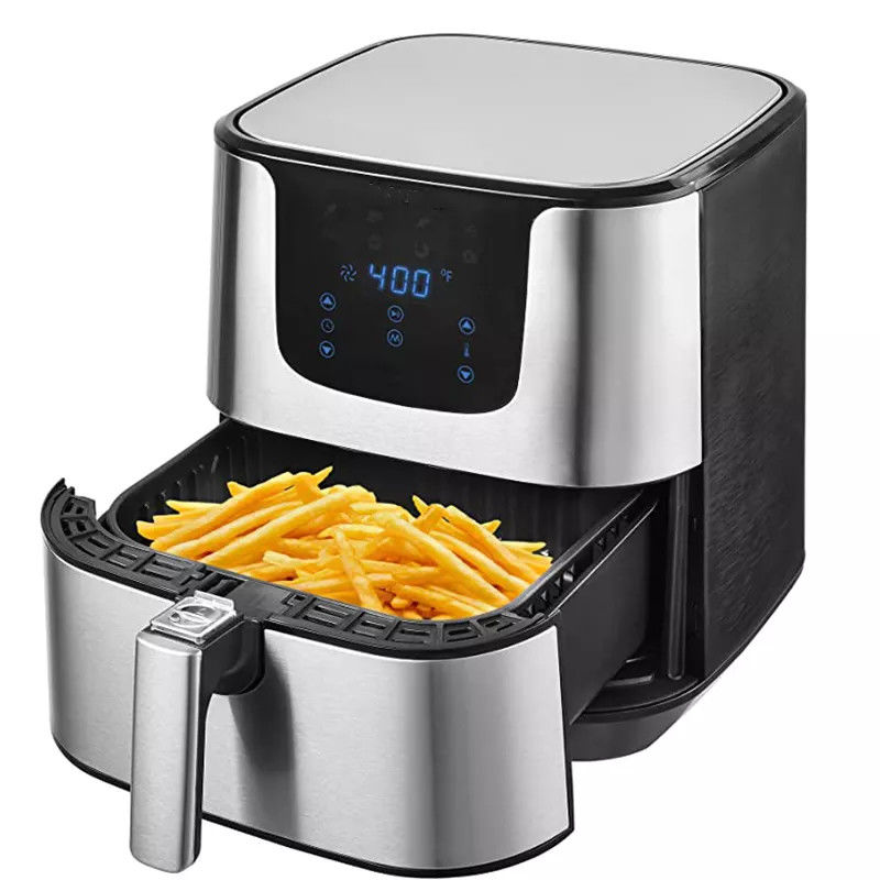 Cuisinière électrique sans huile et en acier inoxydable Cuisinière électrique à air friteur 5.5L 7L XL Digital 8 Pré-réglage Écran tactile