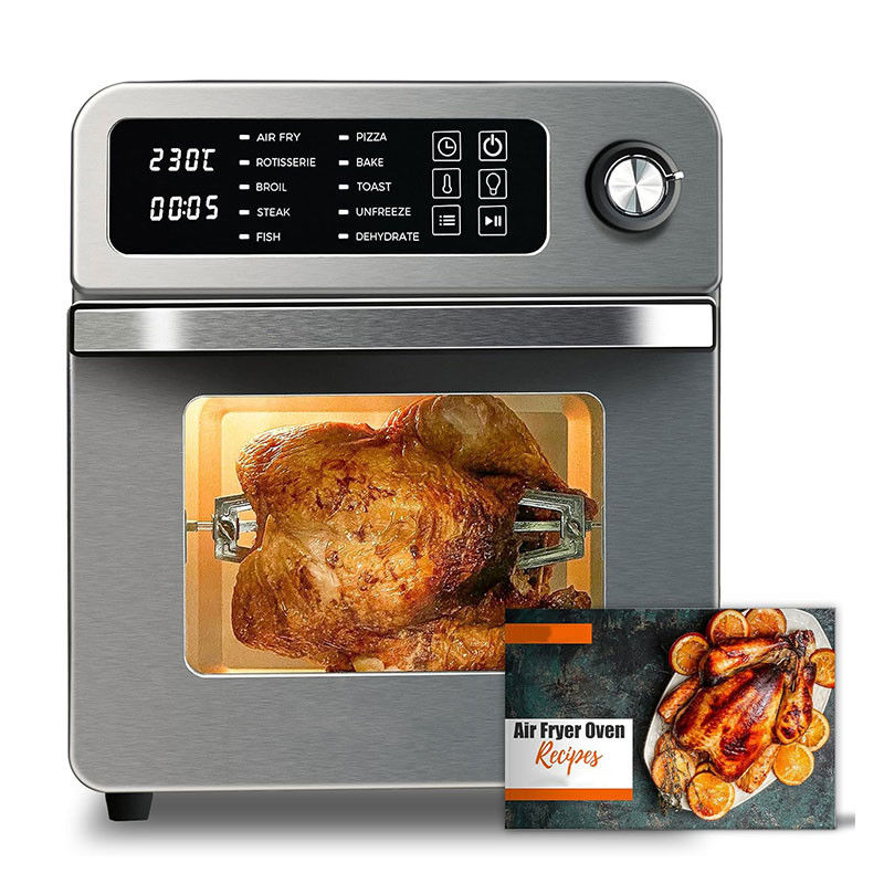 Friture à air électrique de 15 litres avec rotisserie pour la famille 10 en 1 Friture à air en acier inoxydable Grille à griller