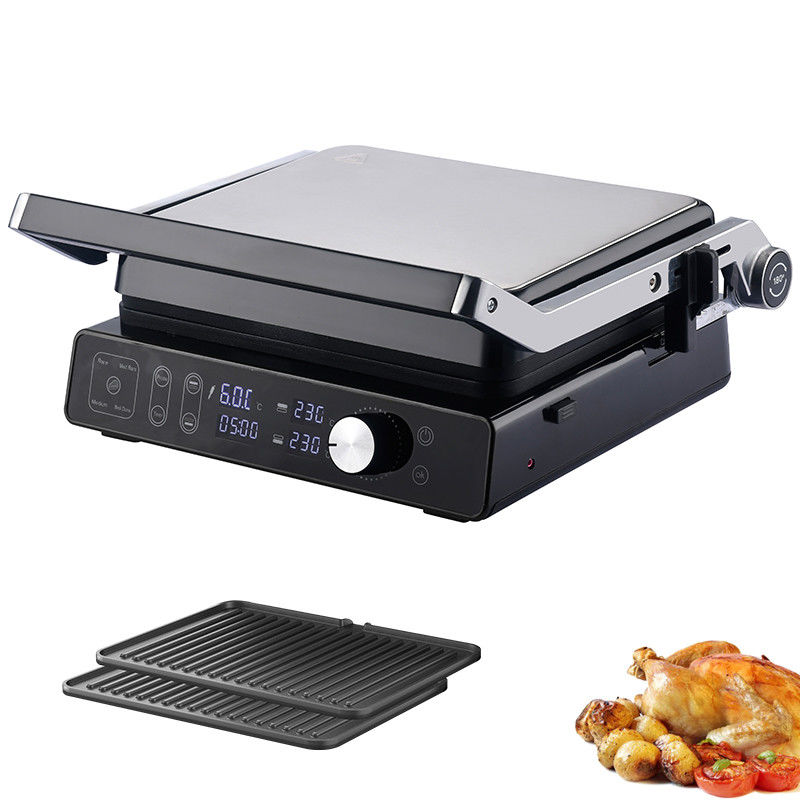 2000W affichage numérique Plateforme électrique de cuisson fraîche Touche à la poignée sûre avec plateau à goutte à goutte pour la collecte d'huile Grilles et grillons électriques