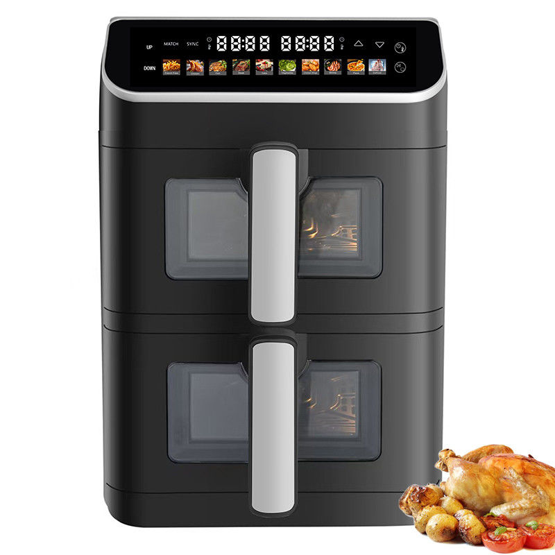 Dual Stack 12 Pré-réglages de couleur 6+6l Friteuse à air électrique numérique Sync Fonction de cuisson double avec option de type de four à fenêtre visible