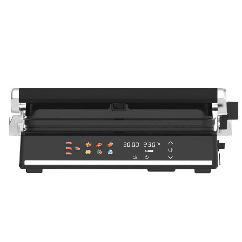 Grill électrique à contact numérique Grill sans fumée Appareil de cuisine domestique amovible 6 tranches Panini Maker avec détection de sonde