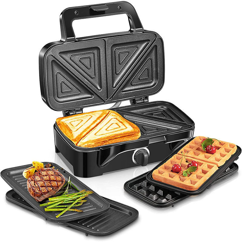 2 tranches profondes Xxl Grill Sandwich Maker réglable régulateur de température Détachable Source d'alimentation électrique Ptfe Utilisation domestique