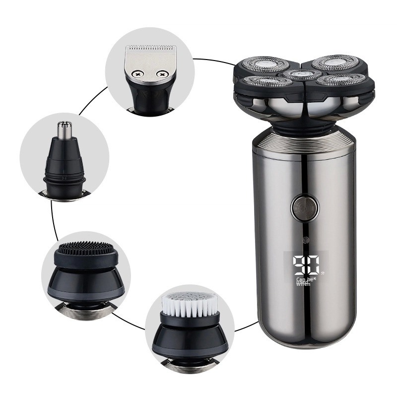 Rasoir électrique rechargeable ANBOLIFE Smart à cinq lames avec affichage numérique, alimenté par USB et pièces de rechange gratuites pour hommes